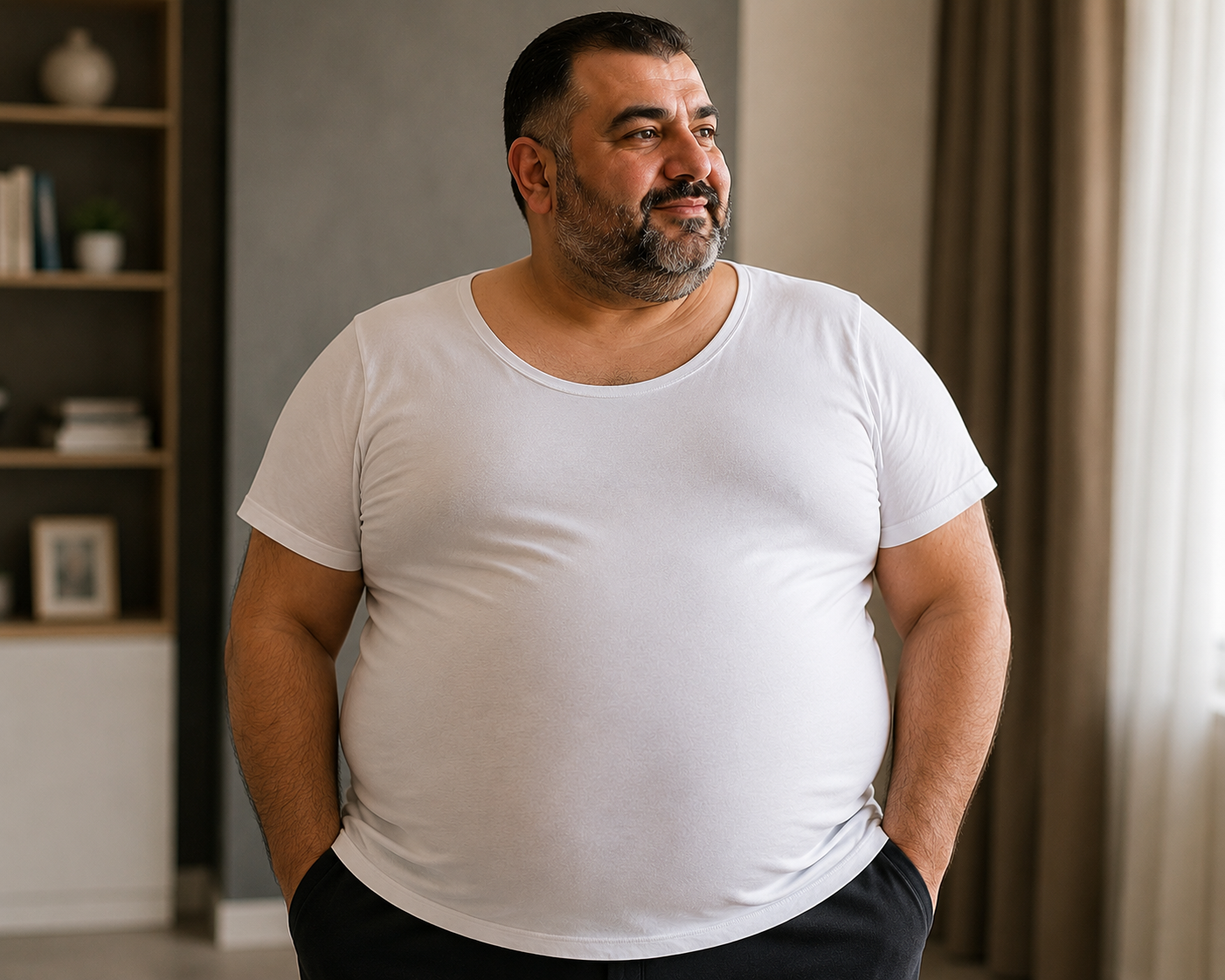 فانيلة رجالي رقبة دايري قطن 100% رقبة واسعة صناعة تركية ماركة جيلان كود 004